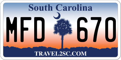 SC license plate MFD670