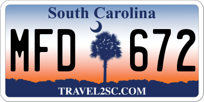 SC license plate MFD672
