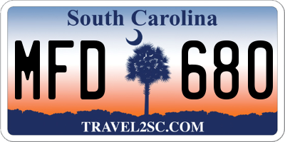 SC license plate MFD680
