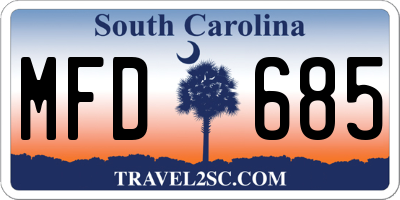 SC license plate MFD685