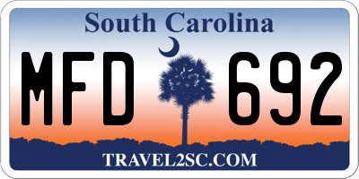 SC license plate MFD692