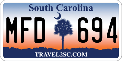 SC license plate MFD694