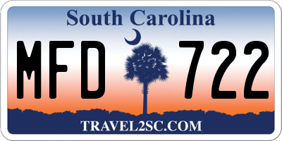 SC license plate MFD722