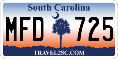 SC license plate MFD725