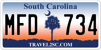 SC license plate MFD734