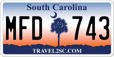 SC license plate MFD743