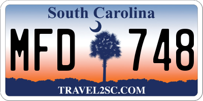 SC license plate MFD748