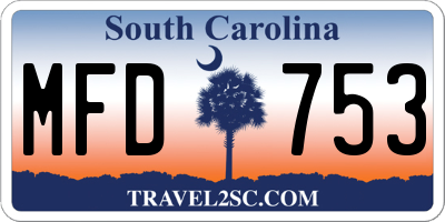 SC license plate MFD753