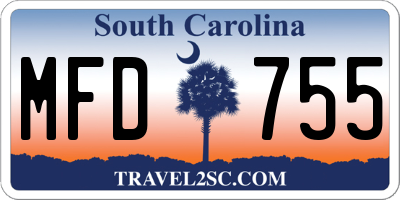 SC license plate MFD755