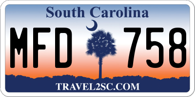 SC license plate MFD758