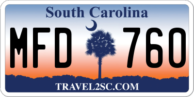 SC license plate MFD760