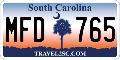 SC license plate MFD765