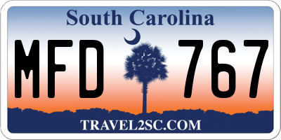 SC license plate MFD767