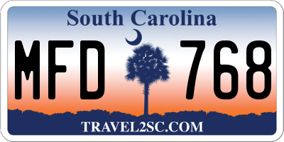 SC license plate MFD768