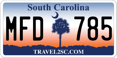 SC license plate MFD785