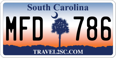 SC license plate MFD786