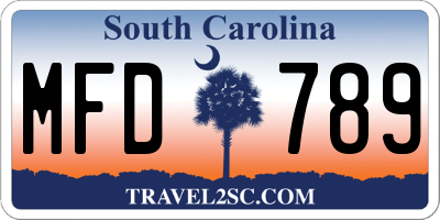 SC license plate MFD789