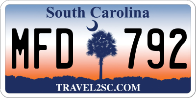 SC license plate MFD792