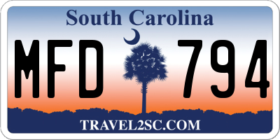 SC license plate MFD794