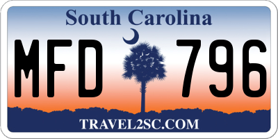 SC license plate MFD796