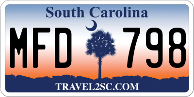 SC license plate MFD798