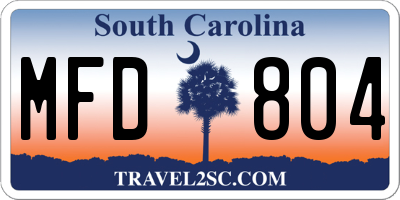 SC license plate MFD804