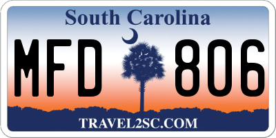 SC license plate MFD806