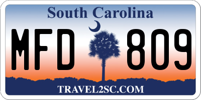 SC license plate MFD809