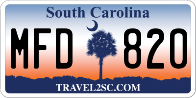 SC license plate MFD820