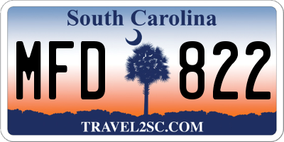 SC license plate MFD822