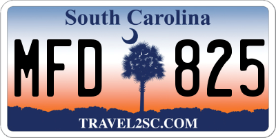 SC license plate MFD825