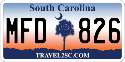 SC license plate MFD826