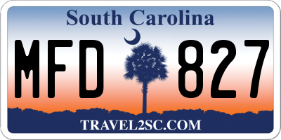 SC license plate MFD827