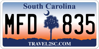 SC license plate MFD835