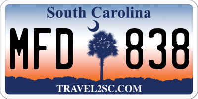 SC license plate MFD838