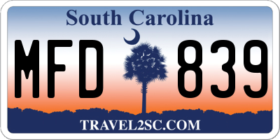 SC license plate MFD839