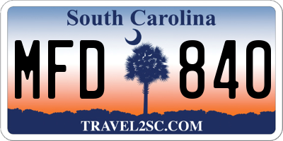 SC license plate MFD840