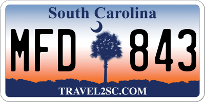 SC license plate MFD843
