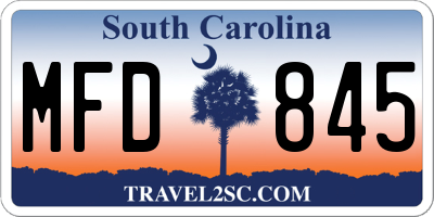SC license plate MFD845