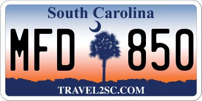 SC license plate MFD850
