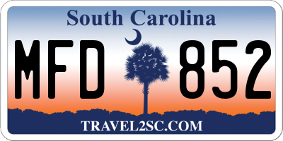 SC license plate MFD852