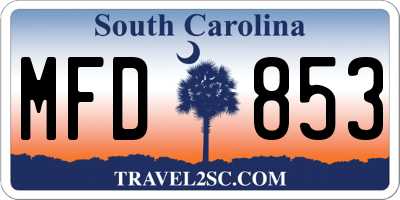 SC license plate MFD853