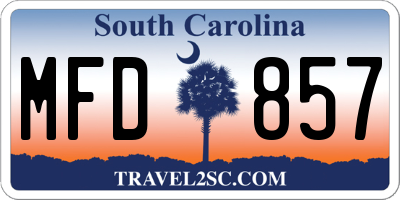 SC license plate MFD857