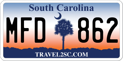 SC license plate MFD862