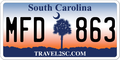 SC license plate MFD863
