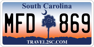 SC license plate MFD869