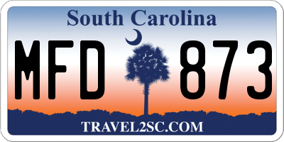 SC license plate MFD873