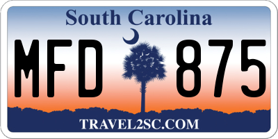 SC license plate MFD875