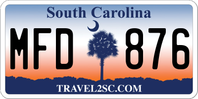 SC license plate MFD876