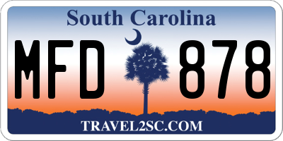 SC license plate MFD878